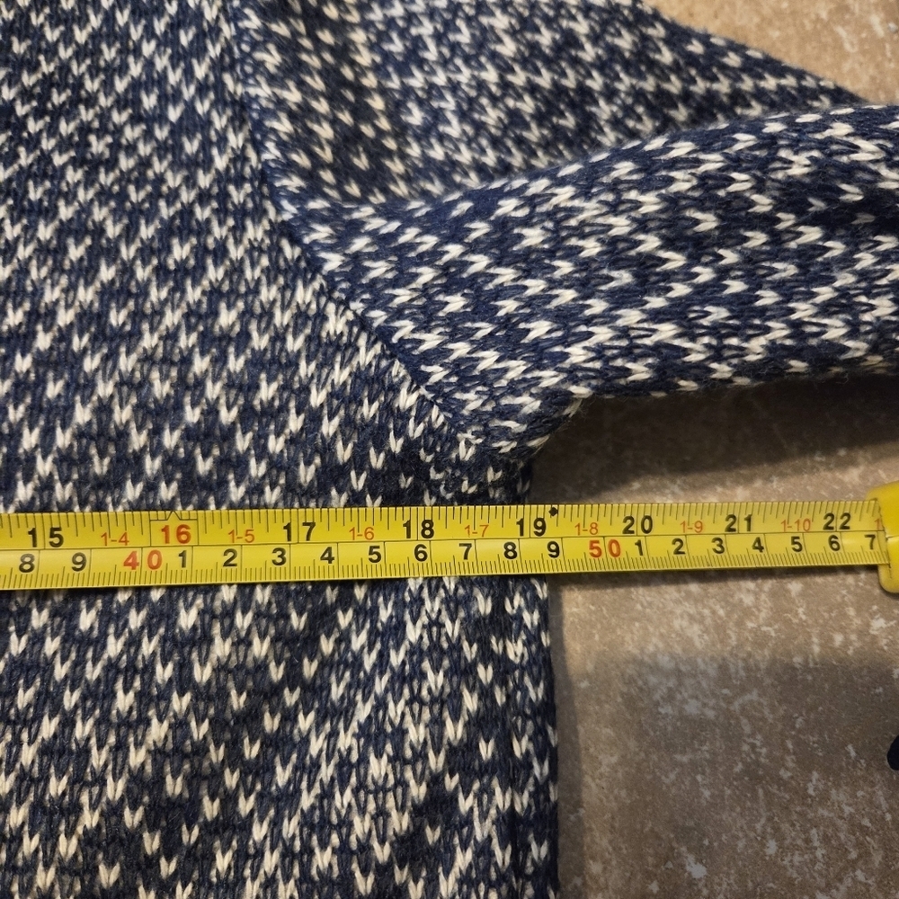 L.L.Bean Women’s Blue Diamond Jacquard Anorak Zip Up Sweater Jacket Sz Xs - Picture 8 of 9